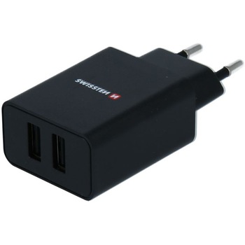 Incarcator de calatorie Swissten inteligent cu 2x usb 2.1a cablu de date de alimentare usb/lightning 1,2m, Black
