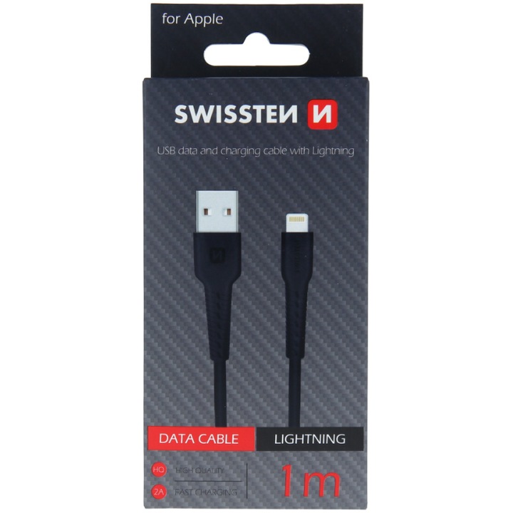 Кабел за данни Swissten usb/lightning 1,0 м, Black
