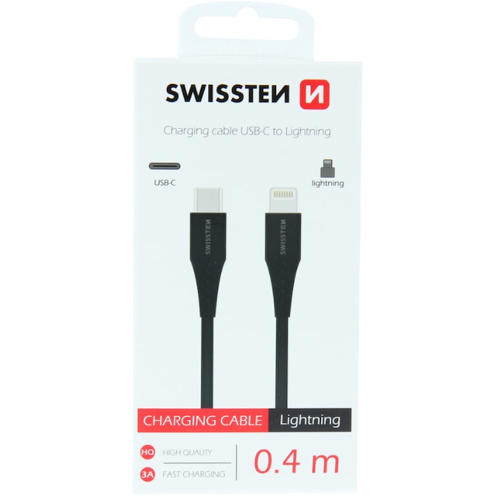 Cablu de date Swissten usb-c/tip Lightning 0,4m, Black