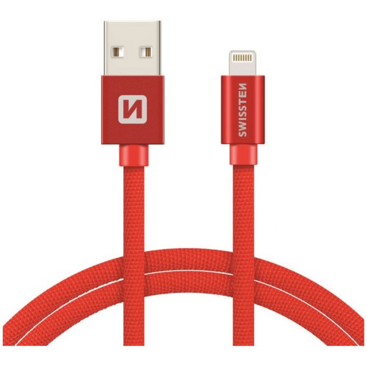 Кабел за данни Swissten textile usb/lightning 1.2 м, Red