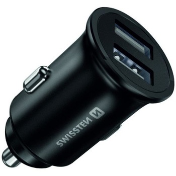 Incarcator auto Swissten 2x usb 4,8a (pachet eco), Black metallic