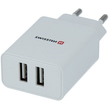 Incarcator de calatorie Swissten inteligent ic 2xusb cu putere de incarcare 2,1a (pachet eco), white