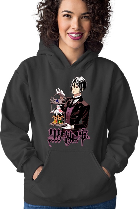 Hanorac Femei Black Butler Sebastian Ciel Wonderland AnimekageIN, Negru