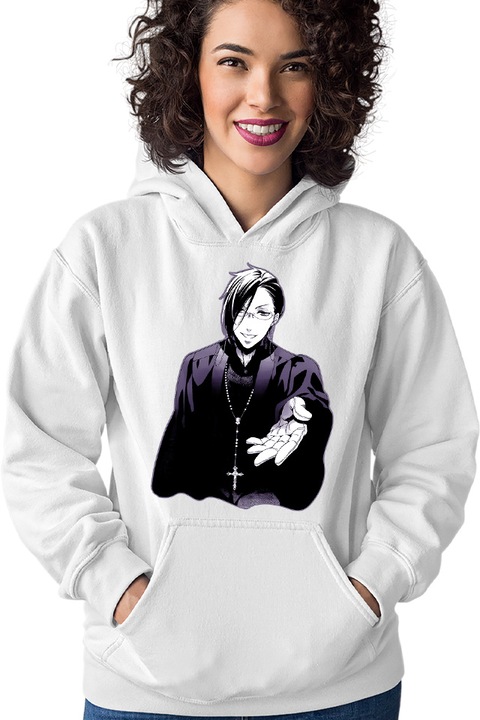 Hanorac Femei Black Butler Teacher Demon Mangaka AnimeIN, Alb