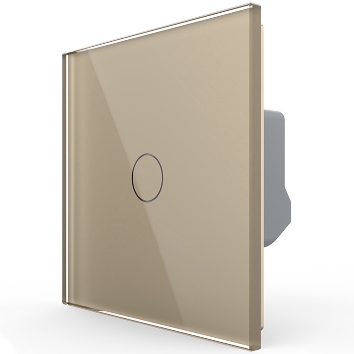 Intrerupator simplu cu touch Livolo, serie noua, protocol ZigBee, din sticla, Auriu