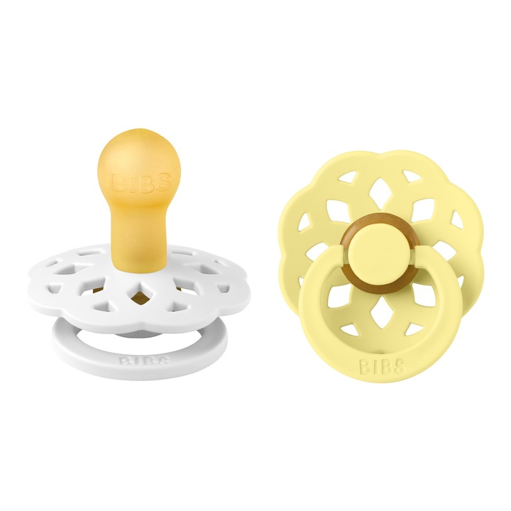 Set 2 suzete BIBS Boheme, White, Sunshine, 6-18 luni