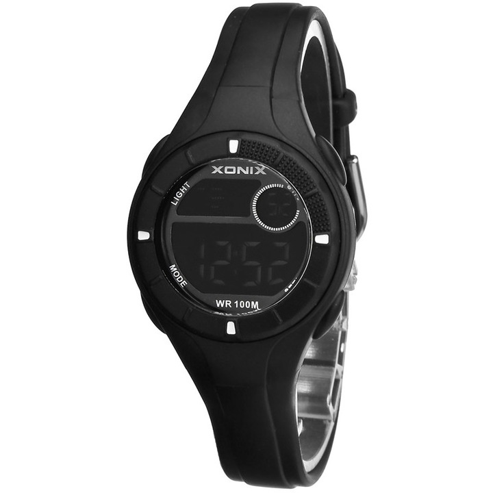 Ceas copii Xonix, Negru, data, alarma, cronometru, timer, rezistenta la apa 10 ATM