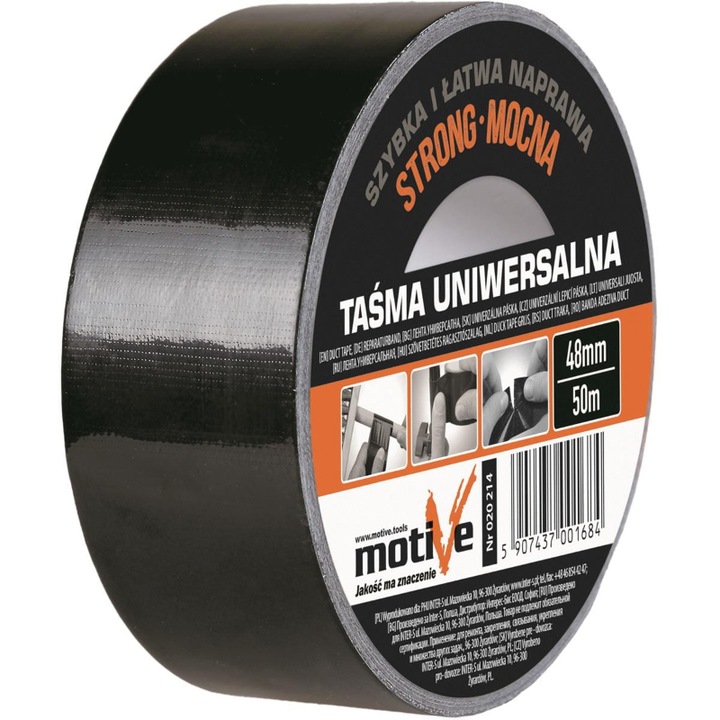 Banda adeziva strong duct tape neagra profesionala 48mmx50m Motive