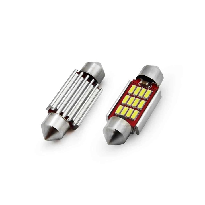 Set 2 becuri auto cu LED Canbus, 36mm Alb 12/24V, MK-10