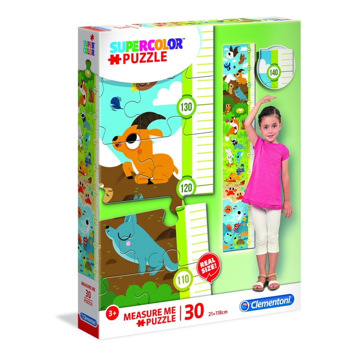 Пъзел Clementoni SuperColor - Measure me, Cutie Animals, 30 части