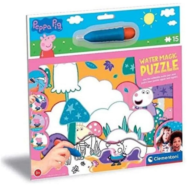 Clementoni Water Magic vízzel színezhető puzzle Peppa malac, 15 db-os