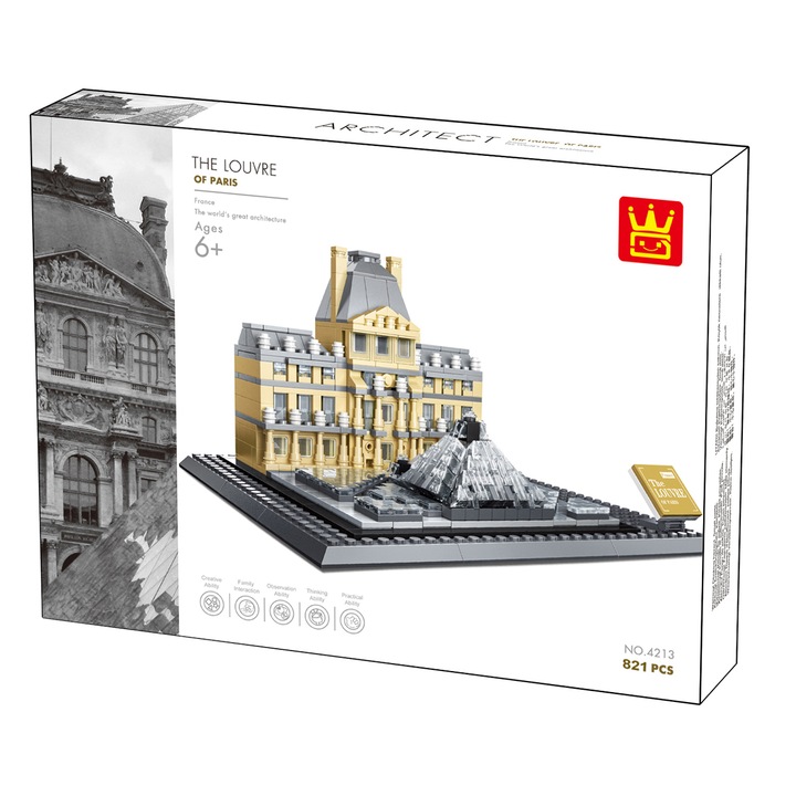 Wange Париж Лувър Франция съвместима с lego конструктор, 821 бр