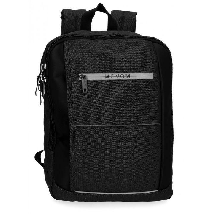 Rucsac barbati, compartiment laptop/tableta Movom Trimmed, negru, 27x36x12 cm