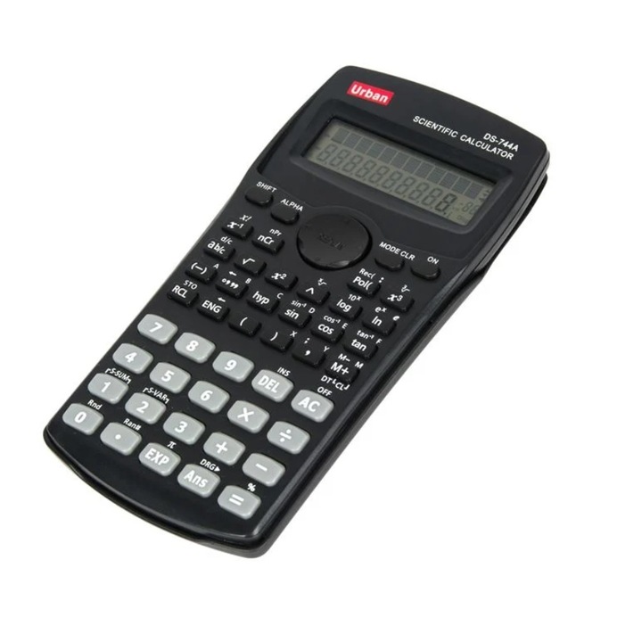 Calculator de birou Urban, 224 functii, 10 cifre, ecran cu 2 linii, carcasa de protectie inclusa, negru