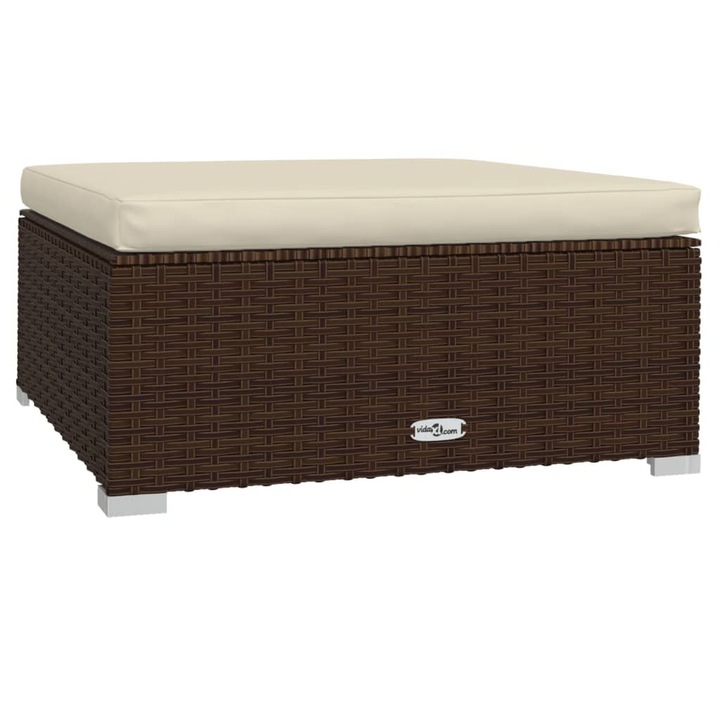 vidaXL barna polyrattan kerti lábtartó párnával 70 x 70 x 30 cm 70 x 70 x 30 cm 5.5 kg