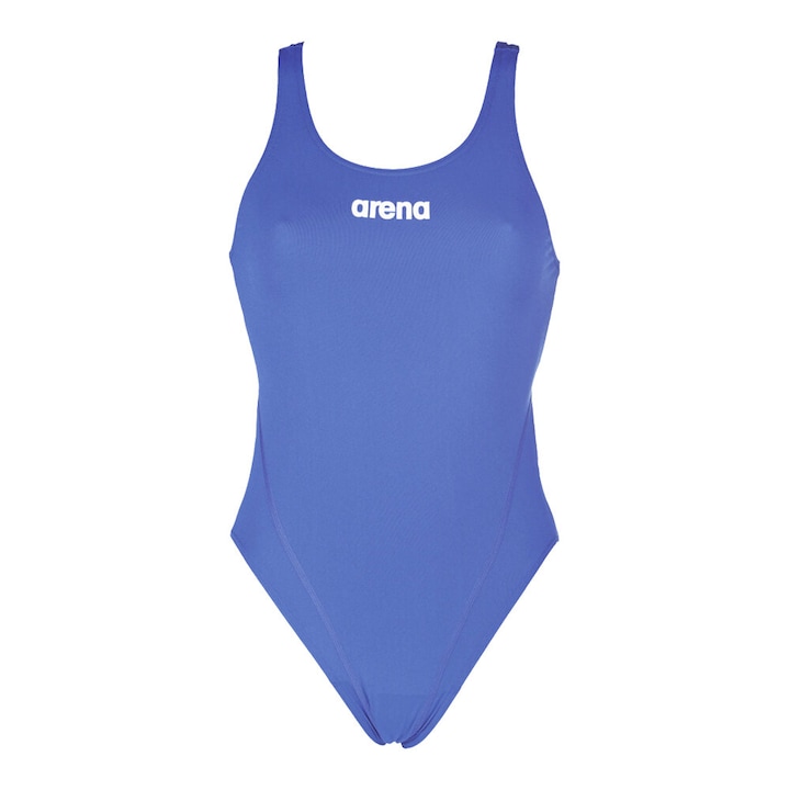 Дамски бански Arena Solid Swim Tech High Swimsuit, син, 48