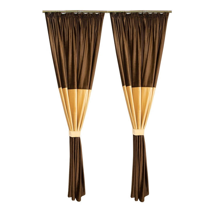 Set draperii Velaria catifea wenge, 2x200x245 cm