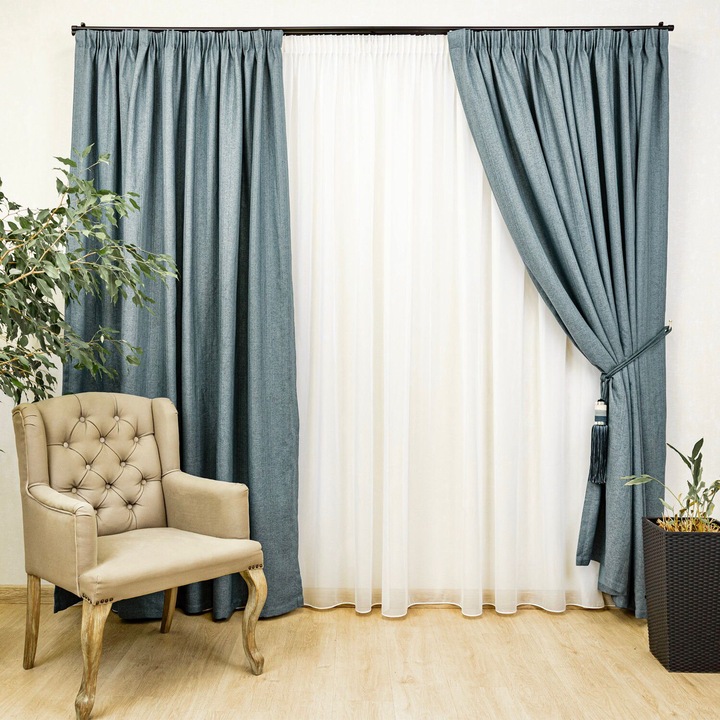 Комплект 2 пердета, Hiko Lux Blackout Blue Jeans 2x200x245см, с подплата