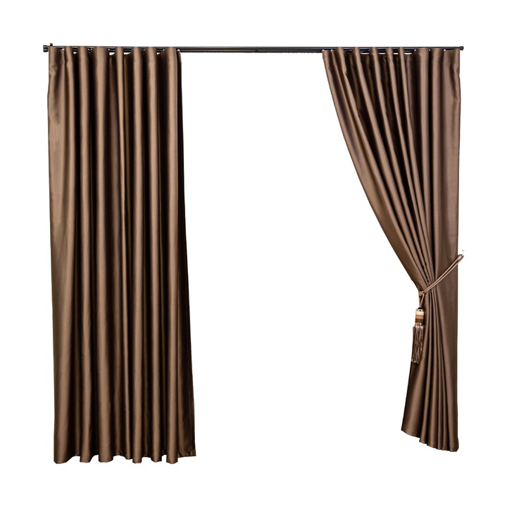 Комплект от 2 завеси Hiko Hotel Lux Blackout огнезащитни завеси, бронзово кафяво 2x200x245cm, с наслагване Waves