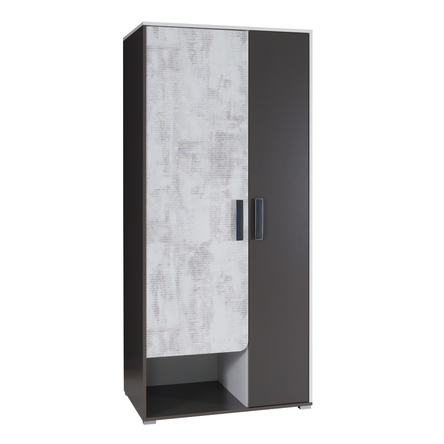 Dulap Bruno 1, Alb / Grafit / Enigma, 200 x 90 x 58 cm