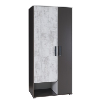 Dulap Bruno 1, Alb / Grafit / Enigma, 200 x 90 x 58 cm Dulap Bruno 1, Alb / Grafit / Enigma, 200 x 90 x 58 cm