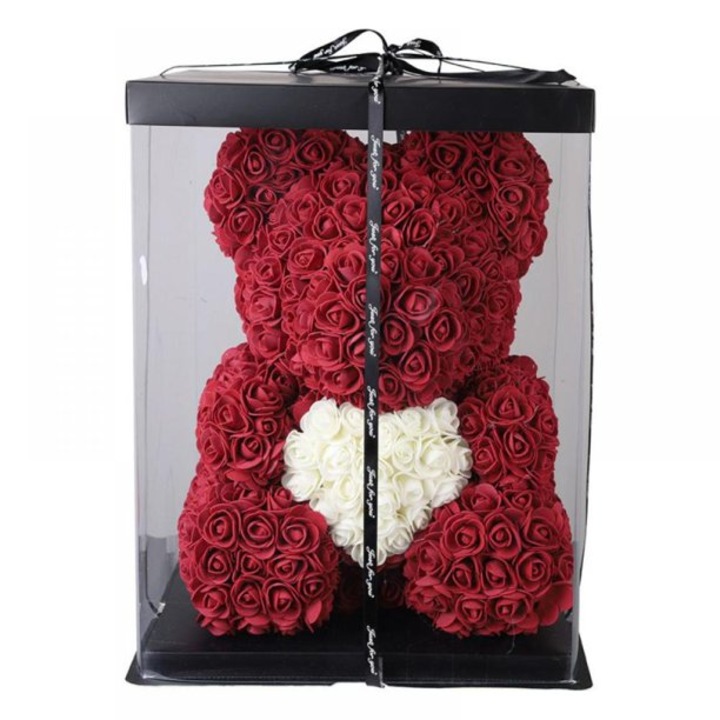 Мече от рози Gerdani BG Rose Bear, 30см, Тъмно червен