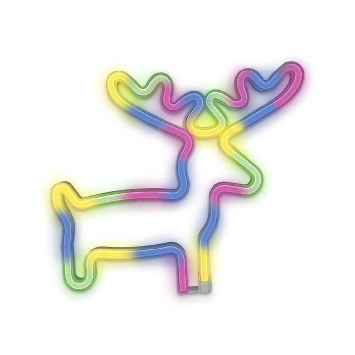 Decoratiune LED pentru perete in forma de Cerb, lumina multicolora, 290 x 23 x 290 mm