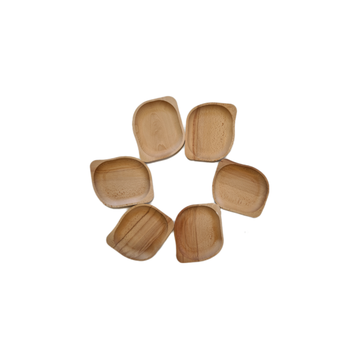 Set 6 platouri din lemn pentru servire, natur