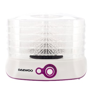 Deshidrator de alimente Daewoo, 5 tavi de deshidratare, temperatura reglabila, 35 - 70 grade C, 500 W, alb si violet