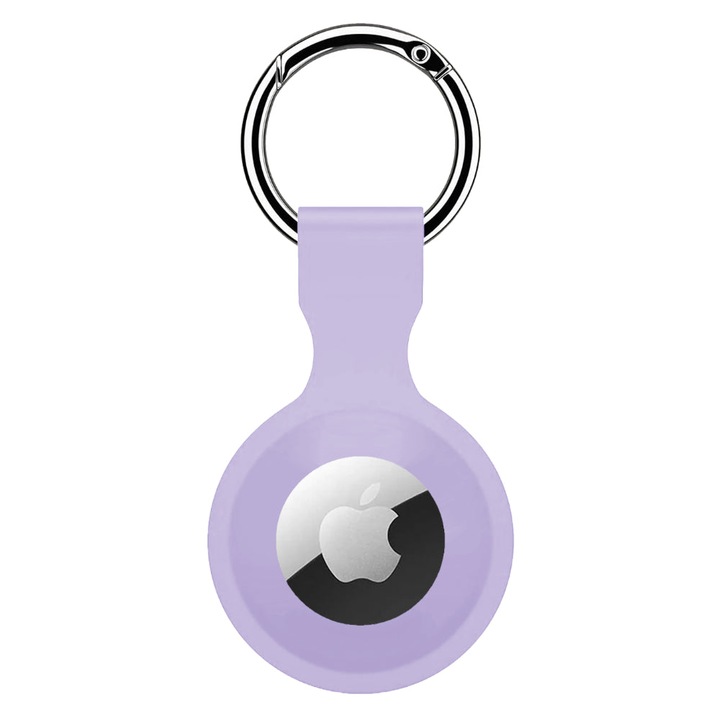 Husa compatibila cu AirTag din Silicon Premium CASEY STUDIOS™, de Protectie, din Silicon Moale, cu Breloc, Purple