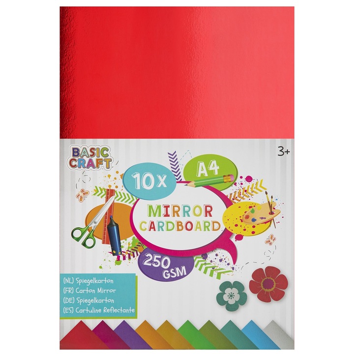 Metál fényes karton, Craft Sensations, A4, 10 lap, 250 g, többszínű