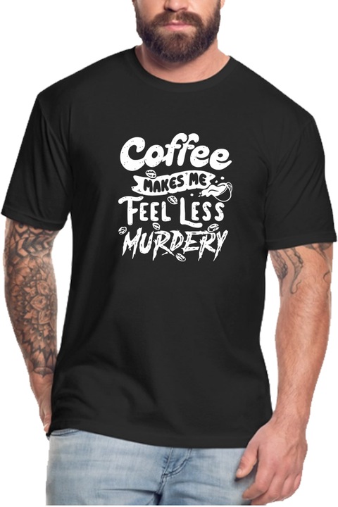 Egyedi férfi póló "Coffee makes me feel less murdery", fekete , XL
