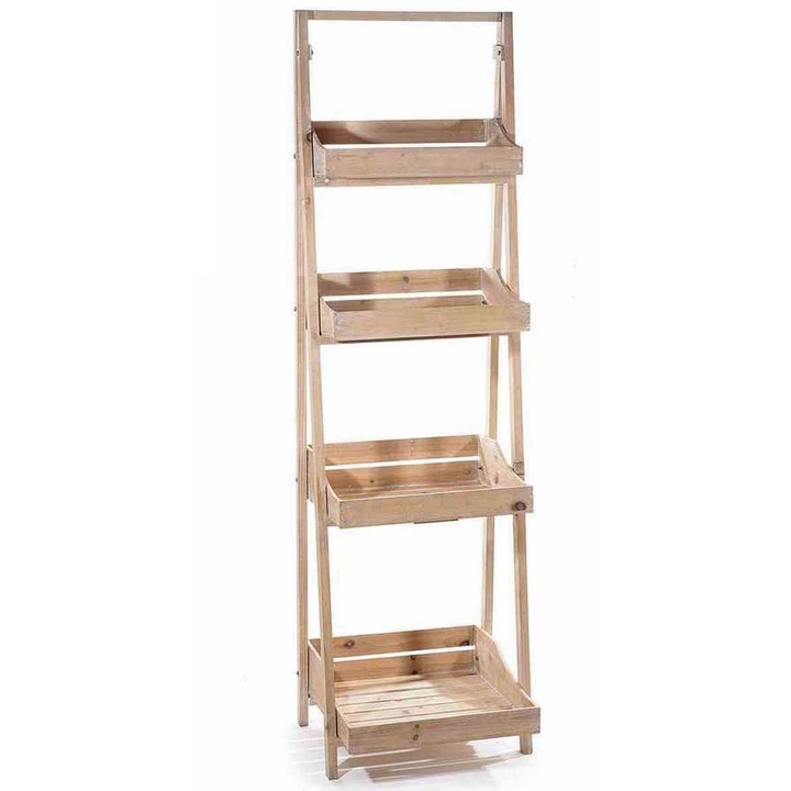 Raft din lemn natur cu 4 polite tip expozor 50x47x171 cm