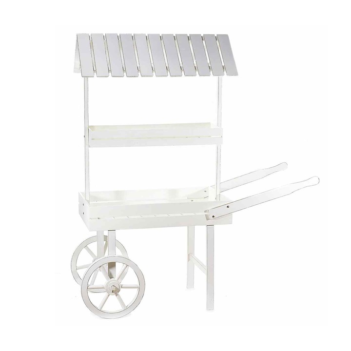 Бяла дървена количка за бонбони 132x48x150 см
