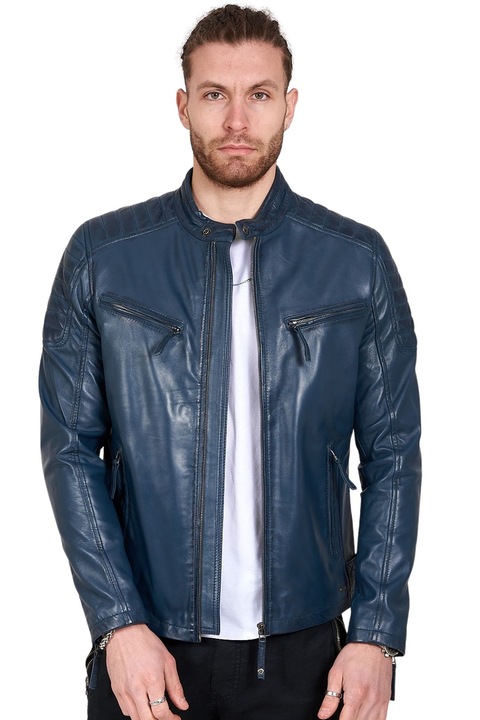Vainas férfi bőrkabát, Charlie Sheep, Kék, 4XL INTL