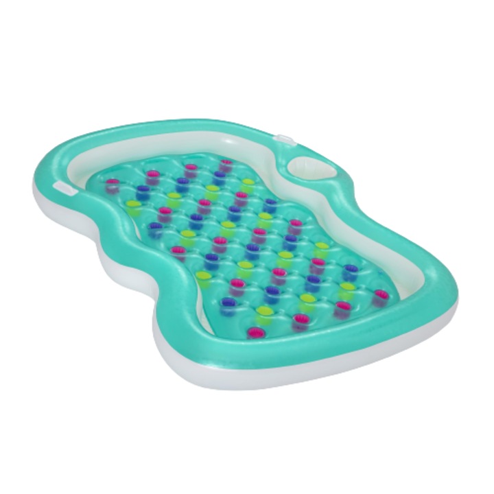 Saltea gonflabila, confectionata din vinil, 2 camere de aer, greutate maxim admisa 160 kg, 2 persoane, 224 x 174 cm, albastra