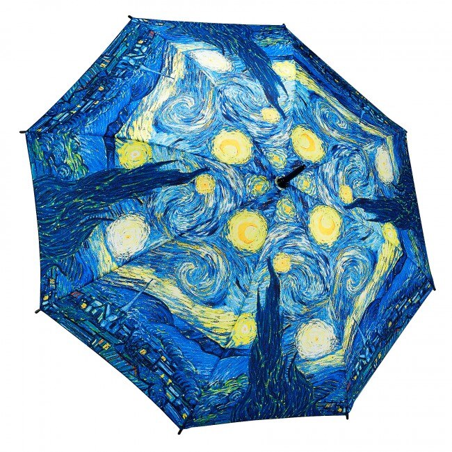 Umbrela unisex cu deschidere automata Galleria Inc. USA, Model Starry night de Van Gogh, Multicolor