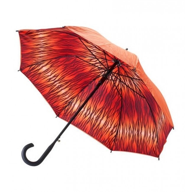 Umbrela pentru femei Galleria, Dreapta, Ø122 cm, Deschidere automata, Tigru/Portocaliu