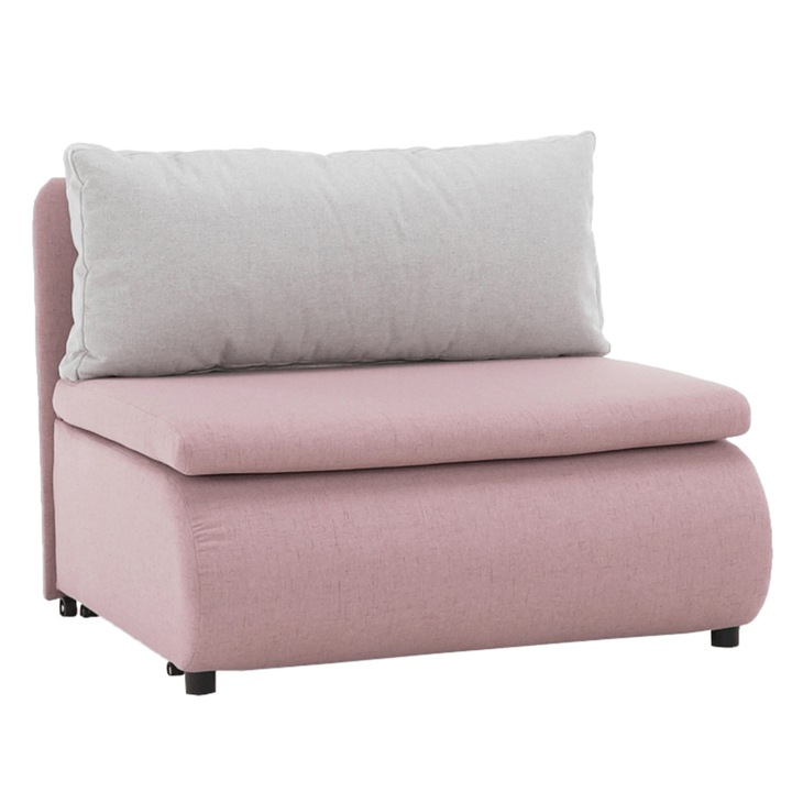 Разтегателен фотьойл с текстилна тапицерия Keny розово сиво 100x87x90 см