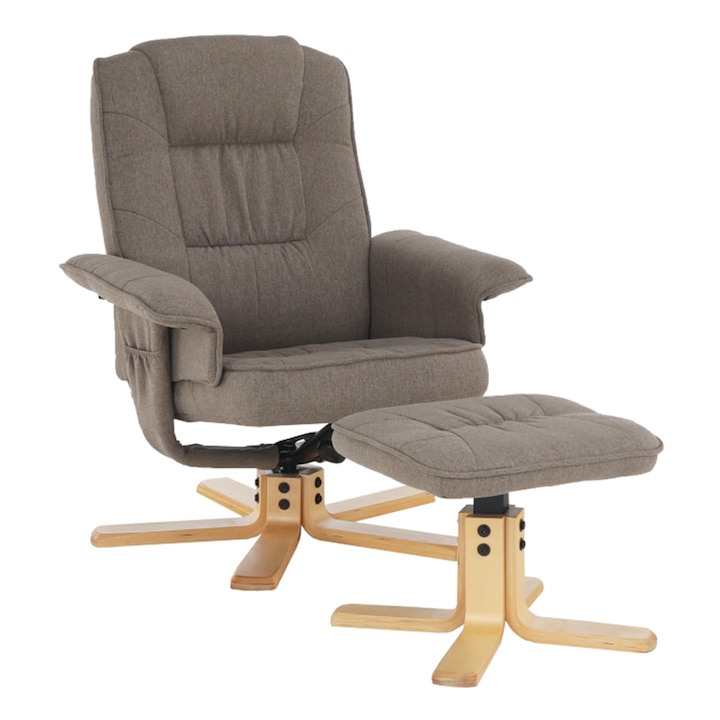 Релаксиращо кресло с поставка за крака кафяво сиво тапицерия Lerato 78x70x95 см