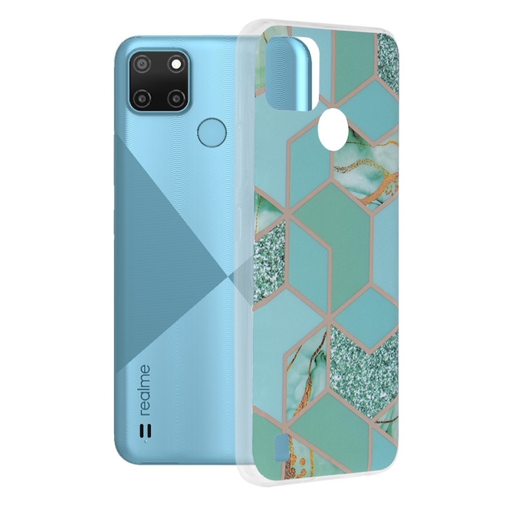 Калъф за Realme C21Y/C25Y, Techsuit Marble Series, Green Hex