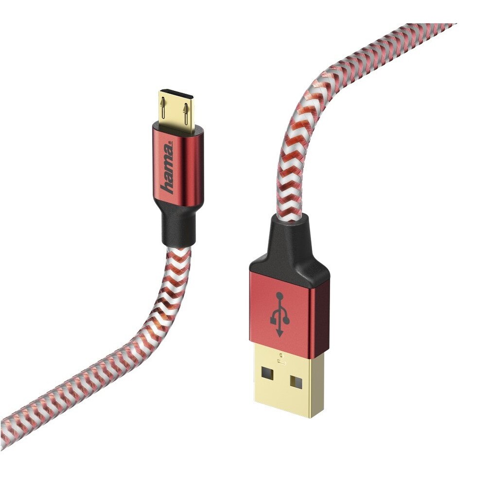 Cablu de incarcare/date, USB-A Lightning Reflect 1.5 m, alb/rosu, Hama