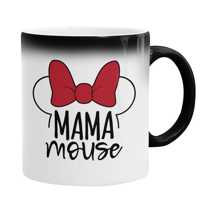 Термочувствителна магическа чаша Mama Mouse, керамична, 330 ml, многоцветна