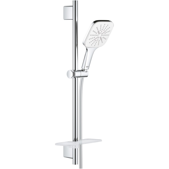 Coloana de dus Grohe Vitalio SmartActive 130 Cube 26596000, 1/2'', universal, 600 mm, 3 pulverizari, etajera, furtun 1.75 m, Crom