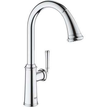 Baterie de bucatarie Grohe Gloucester 30422000, 3/8'', tip C, pipa inalta, dus extractabil, pivotanta, Crom