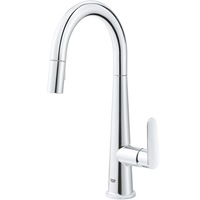 Baterie de bucatarie Grohe Veletto 30419000, 3/8'', tip C, pipa inalta, dux extractabil, 2 pulverizari, pivotanta, Crom