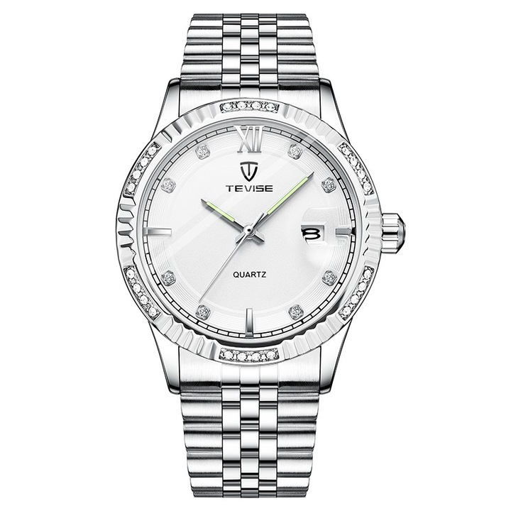 Ръчен мъжки часовник Tevise Analog Casual Elegant Quartz Silver