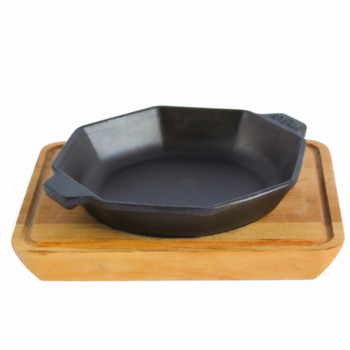 Set Tigaie octogonala din fonta cu suport 140 x 25 mm