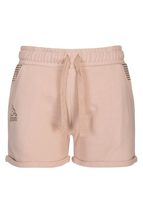 Pantaloni scurti din amestec de bumbac cu snur de ajustare si logo metalizat, Kappa, LOGO DARK, Roz