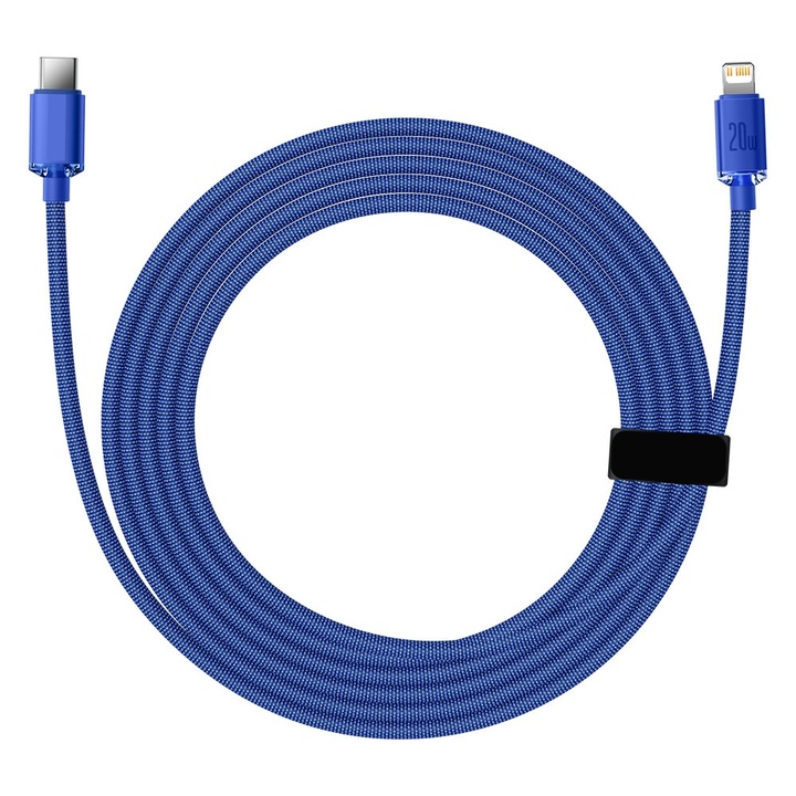 Gyorstöltő és adatátviteli kábel Type-C to Lightning, 20 W PD, 2M, megerősített, kék